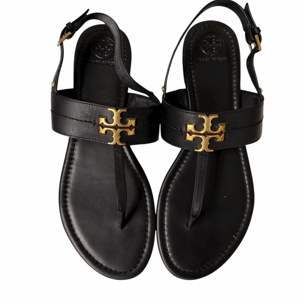 TORY BURCH Everly T Strap Sandals Black Size 10